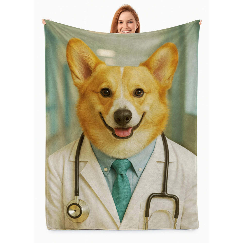 Custom Photo Doctor Dog BlanketGift For Dog Lovers