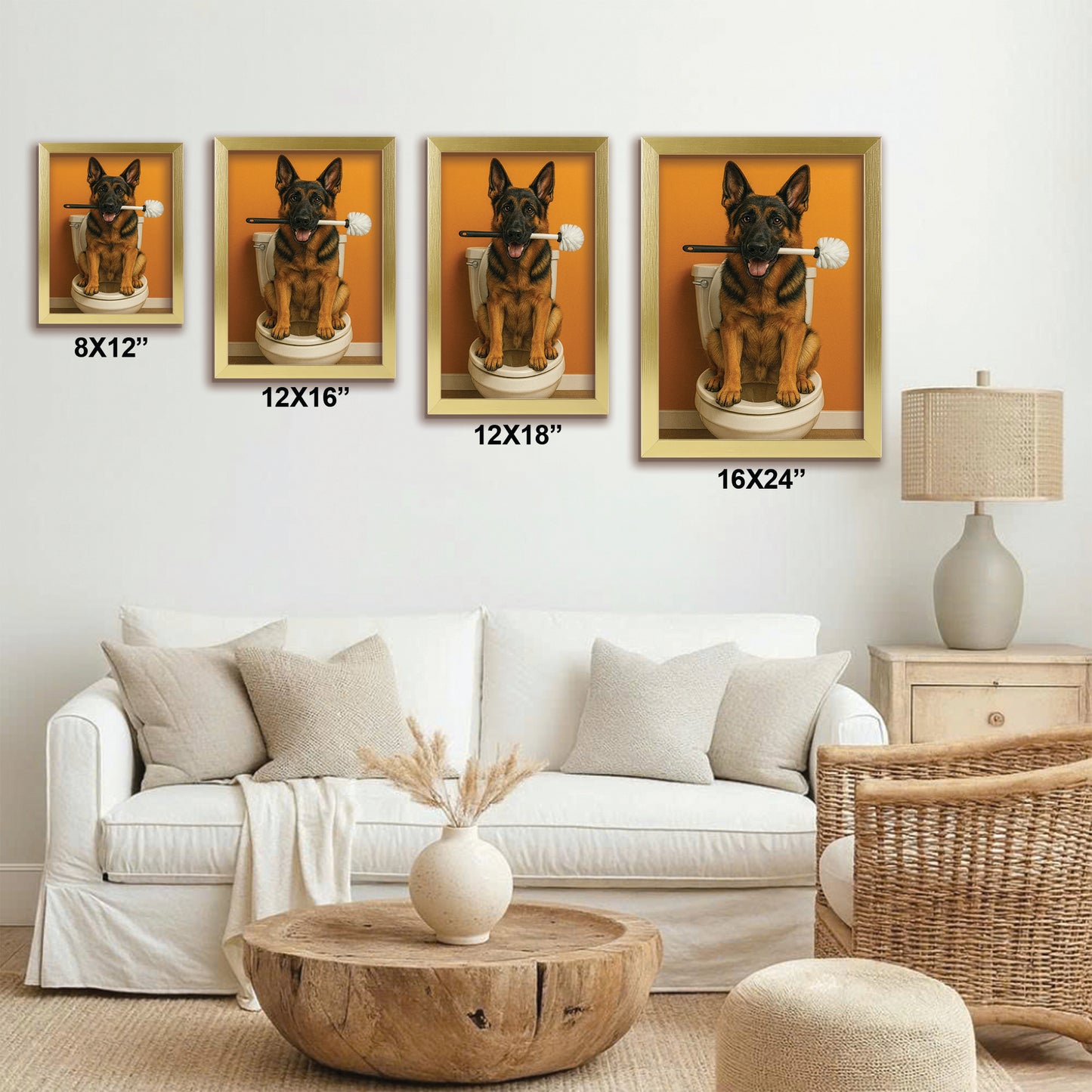 Custom Photo Dog Bathroom Style 31 Canvas Framed Wall Art Gift For Dog Lovers