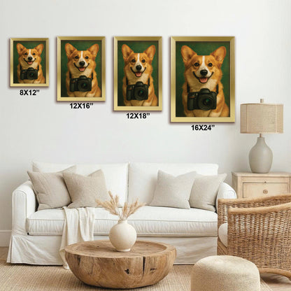 Custom Photo Photographer Dog Canvas Framed Wall Art Gift For Dog Lovers