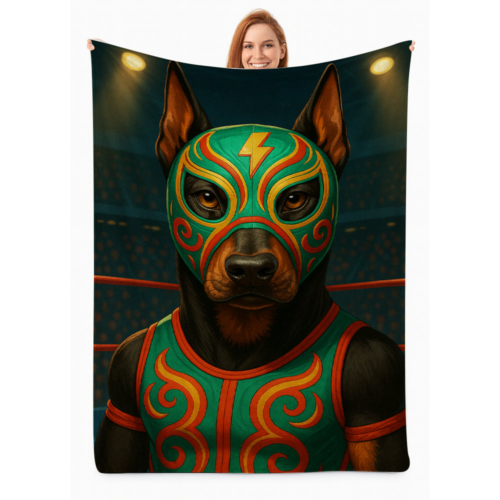 Custom Photo Lucha Libre Wrestler Mask Dog BlanketGift For Dog Lovers