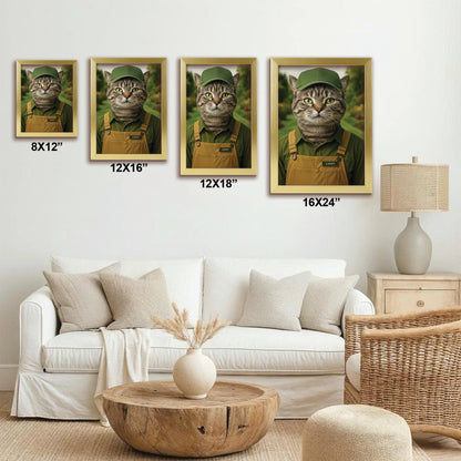 Custom Photo Gardener 2 Cat Canvas Framed Wall Art  Gift For Cat Lovers