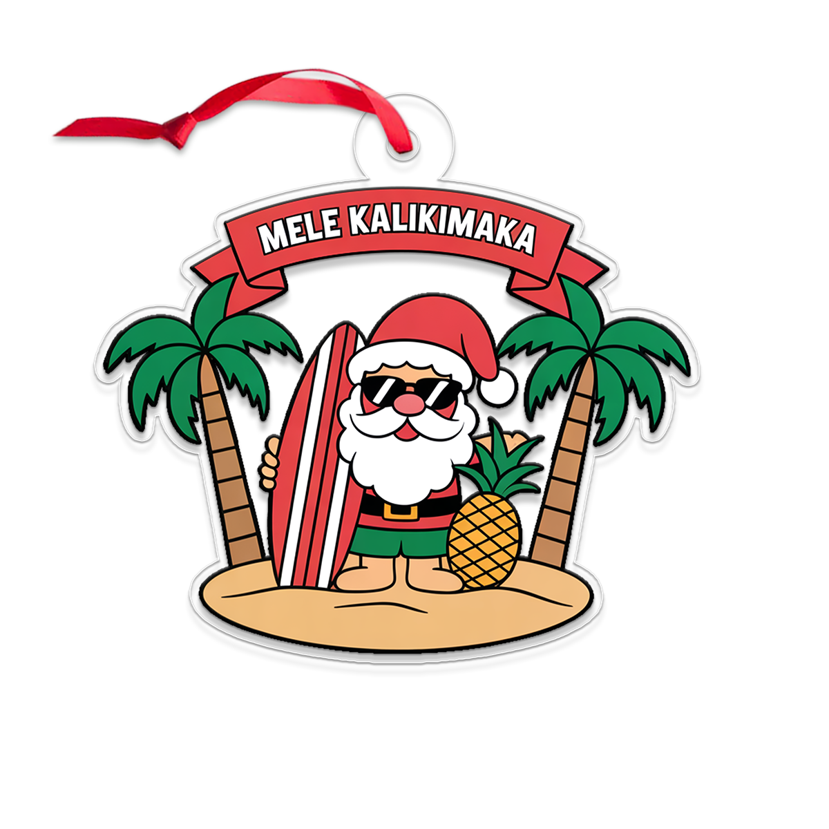 Hawaii Acrylic Ornament Santa Tropical 2
