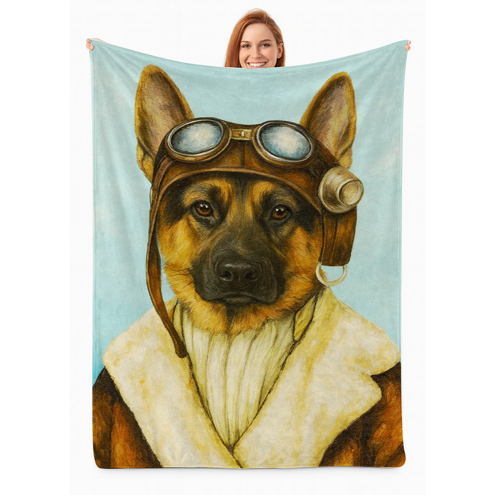 Custom Photo Portrait Pilot BlanketGift For Dog Lovers