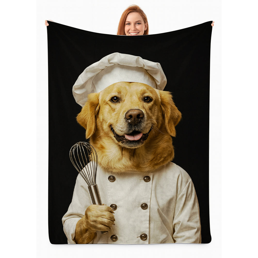 Custom Photo Dog Chef Blanket Gift For Dog Lover