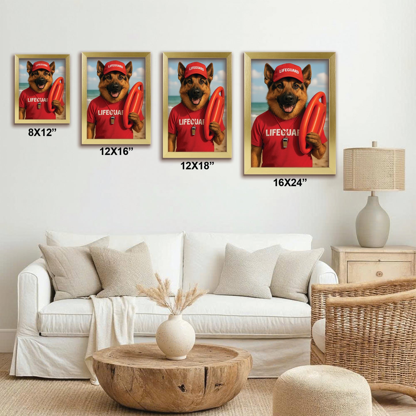 Custom Photo Lifeguard Dog Canvas Framed Wall Art Gift For Dog Lovers