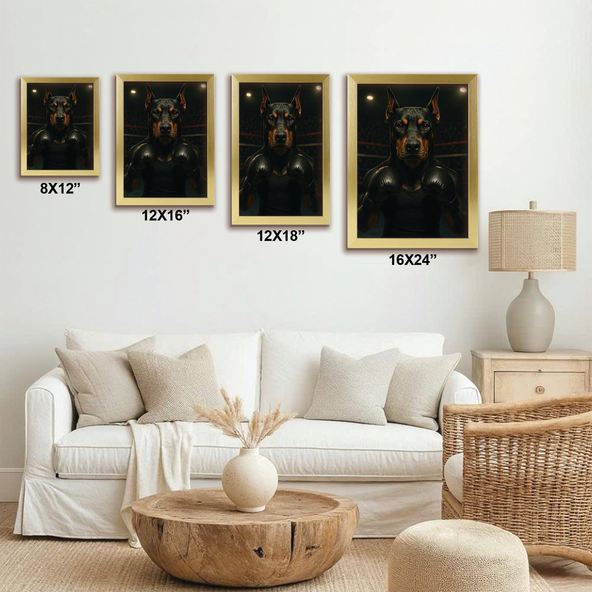 Custom Photo Boxing Dog Canvas Framed Wall Art Gift For Dog Lovers