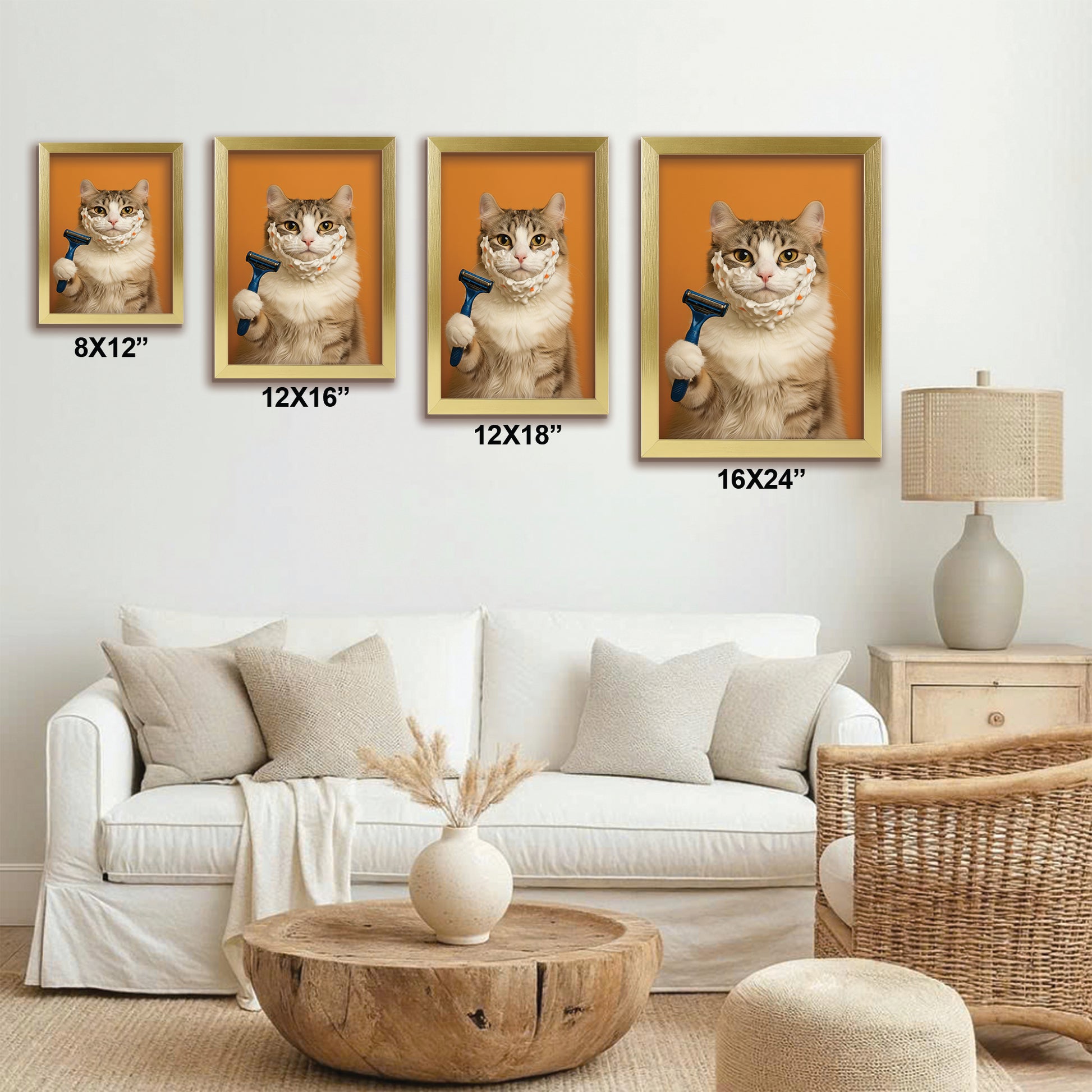Custom Photo Cat Bathroom Style 36 Canvas Framed Wall Art Gift For Cat Lovers