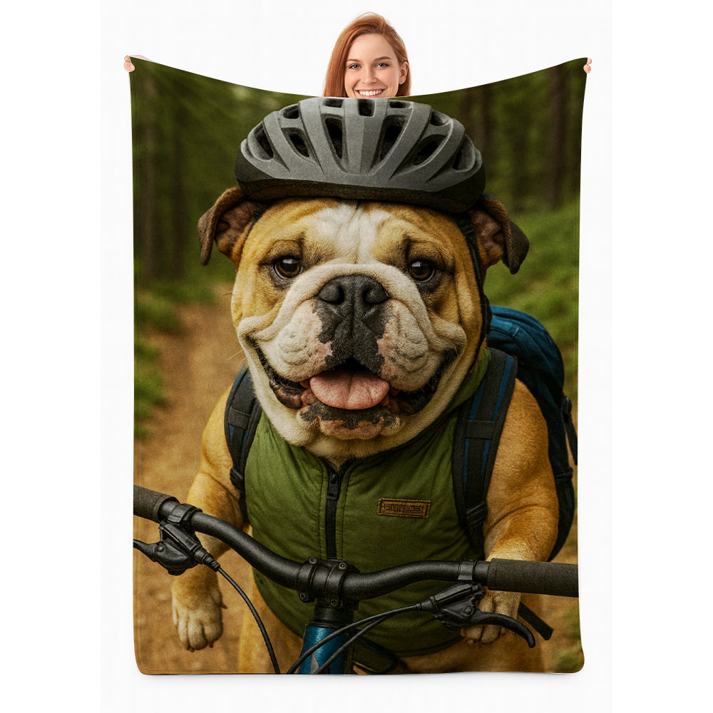 Custom Photo Mountain Biker Dog BlanketGift For Dog Lovers