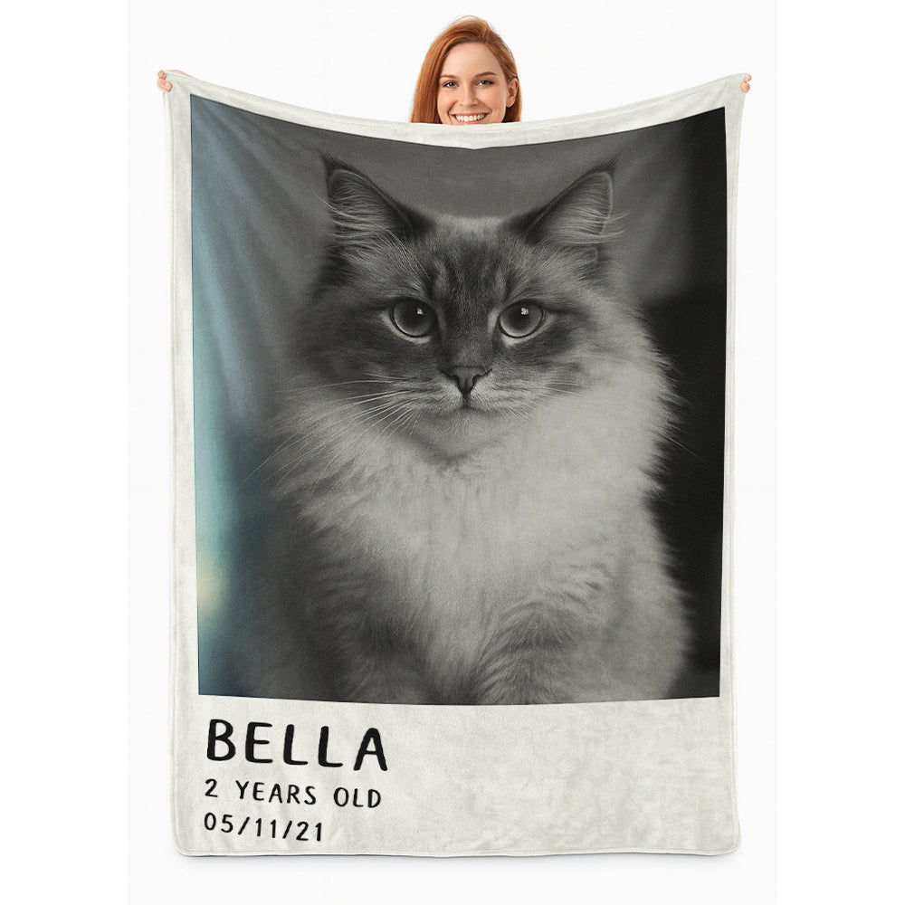Custom Photo Polaroid Film Blanket Gift For Cat Lovers