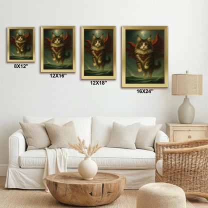 Custom Photo Cat Hero Canvas Framed Wall Art