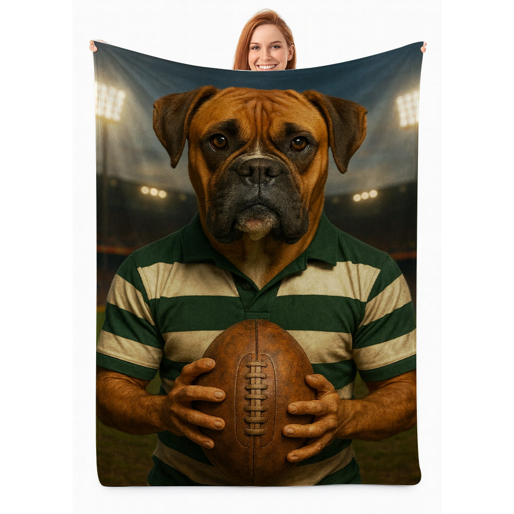 Custom Photo Rugby Player Dog BlanketGift For Dog Lover