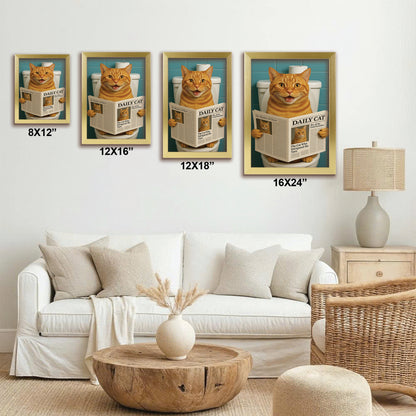 Custom Photo Cat Toilet Bathroom Canvas Framed Wall Art Wall Art