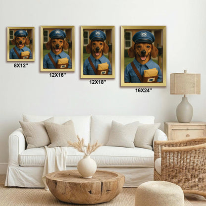 Custom Photo Mail Carrier Dog Canvas Framed Wall Art Gift For Dog Lovers