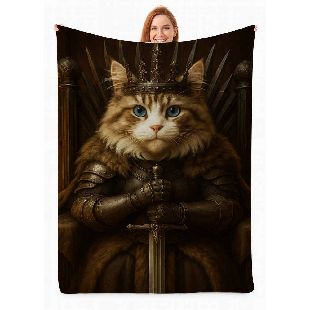 Custom Photo Cat Blanket Royal Pet Portrait