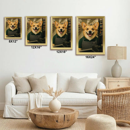 Custom Photo Cashier Dog Canvas Framed Wall Art Gift For Dog Lovers