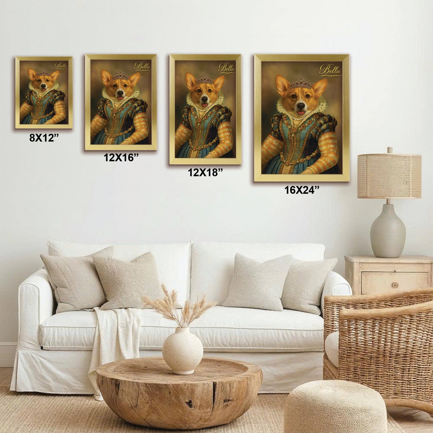 Custom Photo Sapphire Queen Dog Canvas Framed Wall Art Gift For Dog Lovers