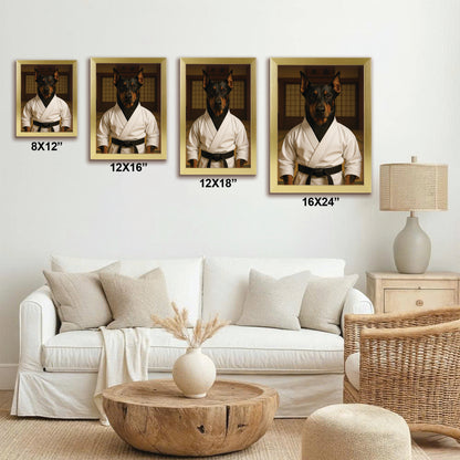 Custom Photo Karate Dog Canvas Framed Wall Art Gift For Dog Lovers