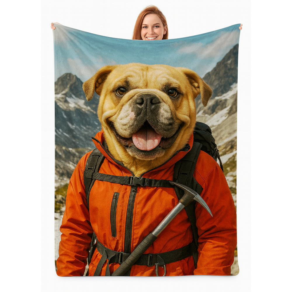Custom Photo Mountaineer Climbing Dog BlanketGift For Dog Lovers