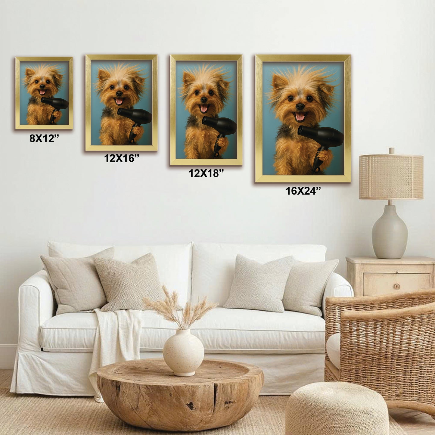 Custom Photo Dog Bathroom Style 35 Canvas Framed Wall Art Gift For Dog Lovers