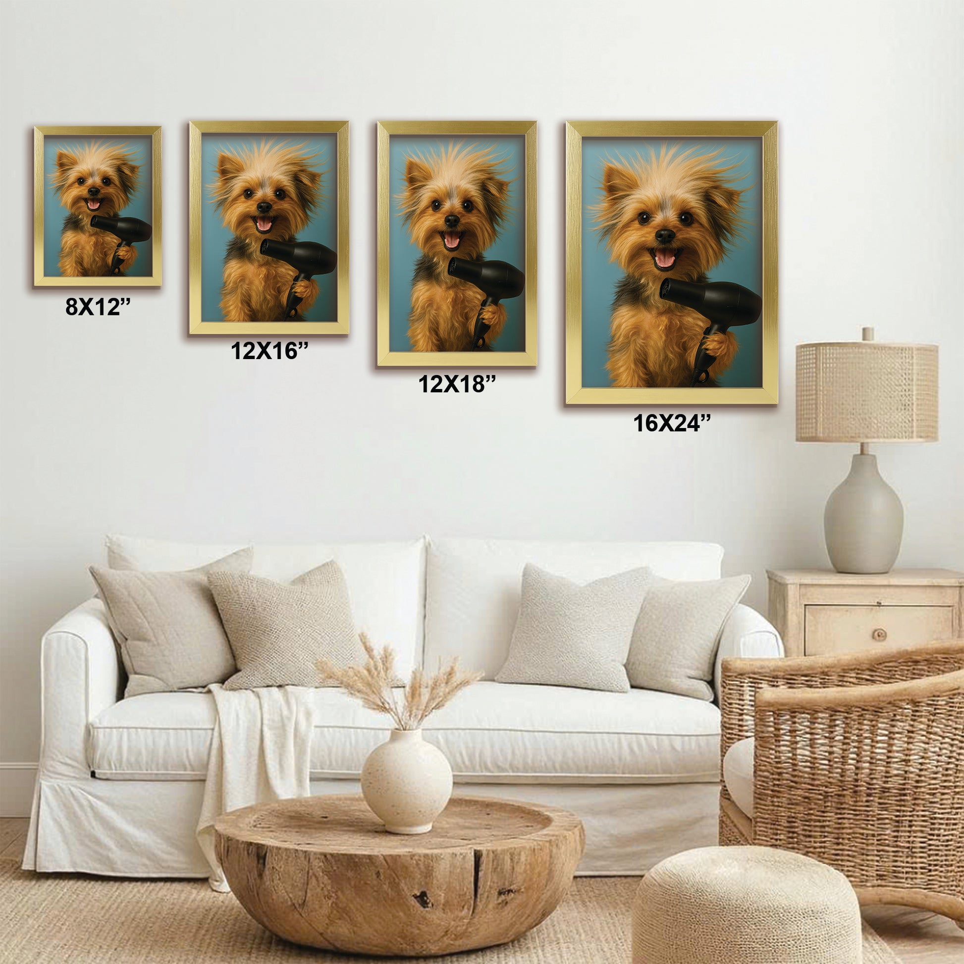 Custom Photo Dog Bathroom Style 35 Canvas Framed Wall Art Gift For Dog Lovers