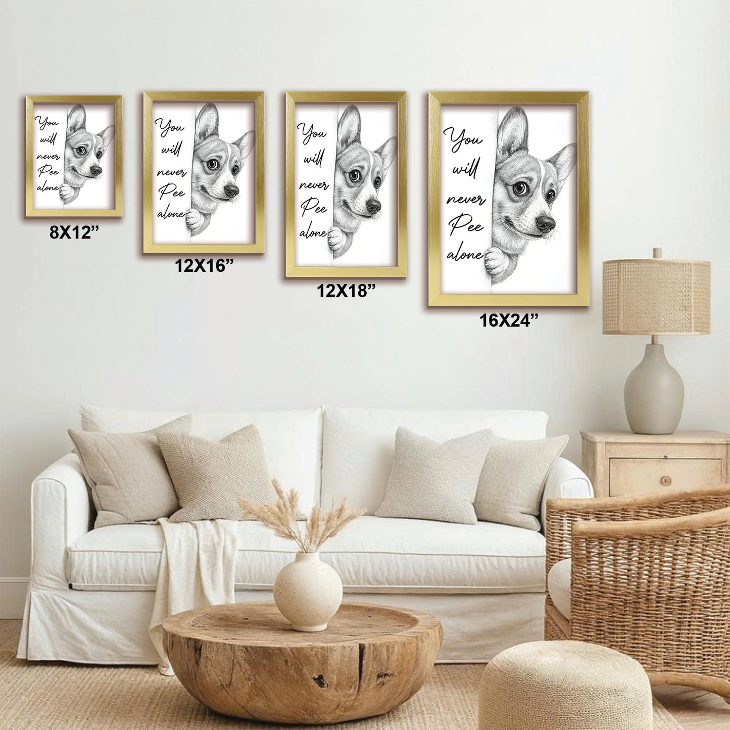 Custom Photo Dog Breed Bathroom Canvas Framed Wall Art Gift For Dog Lovers