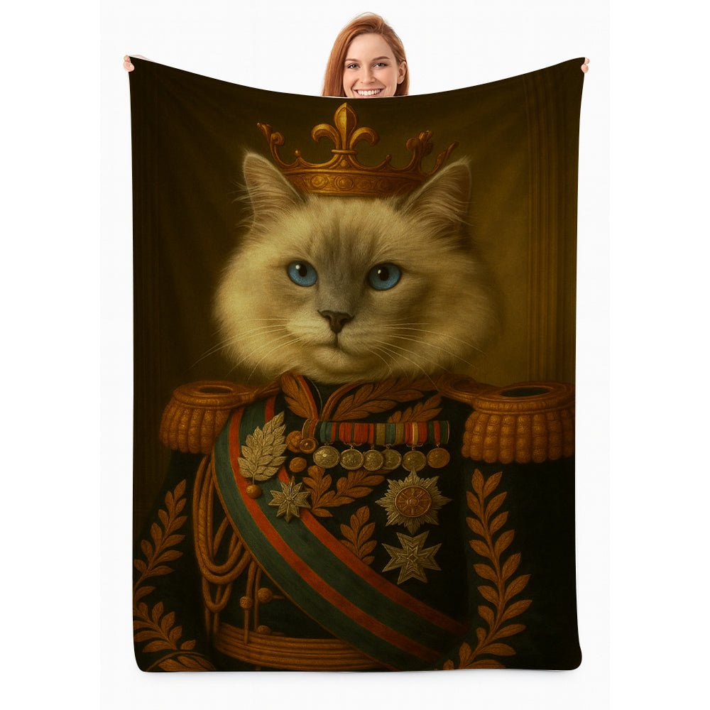 Custom Photo Cat King Crown Royal Blanket _ Gift For Cat Lovers