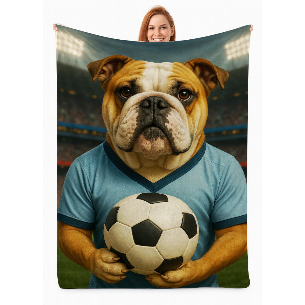 Custom Photo Soccer Dog BlanketGift For Dog Lovers