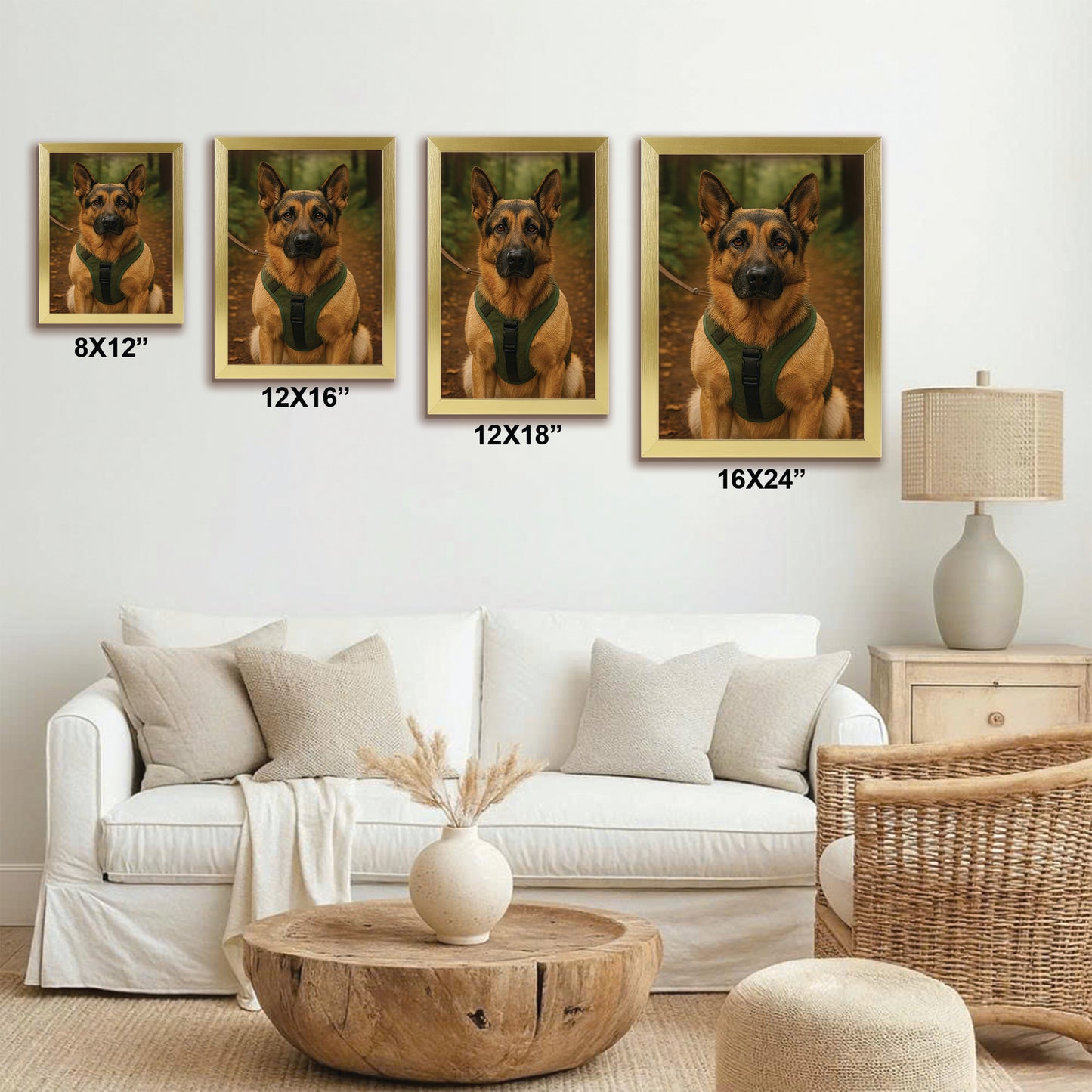 Custom Photo Hiking Dog Canvas Framed Wall Art Gift For Dog Lovers