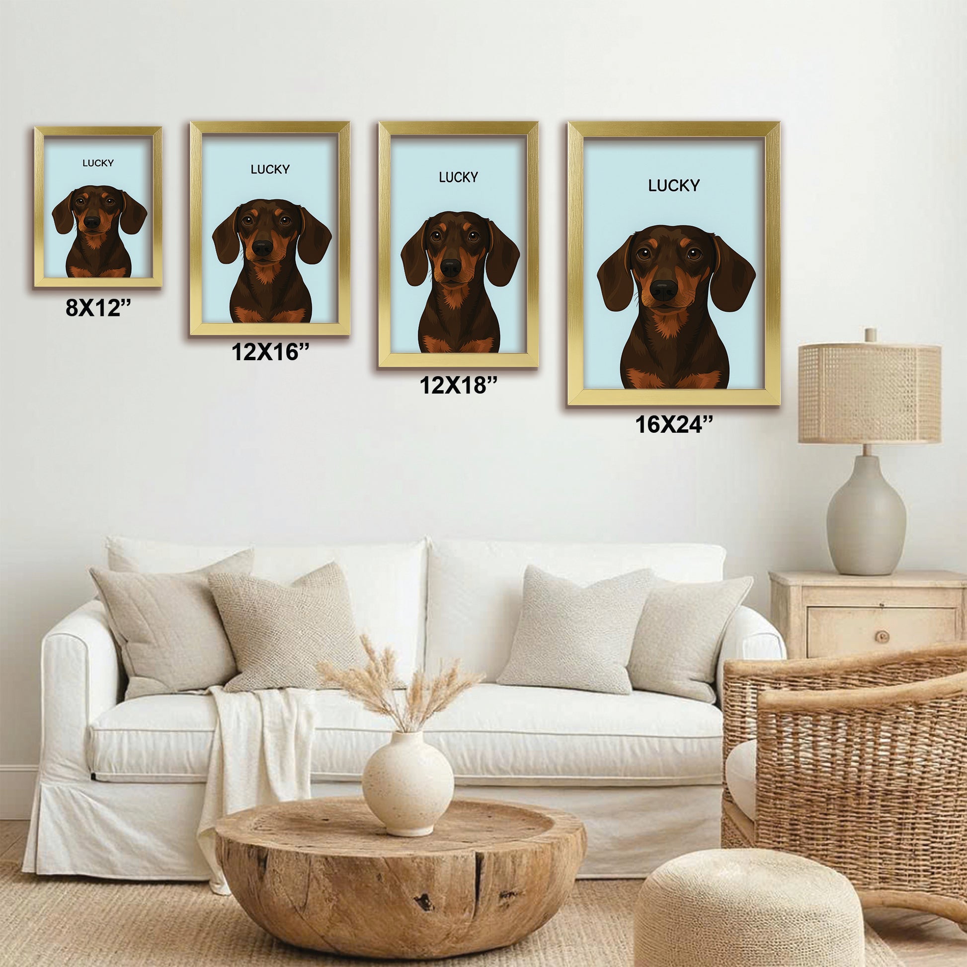 Custom Photo Minimalist Classic Dog Canvas Framed Wall Art Gift For Dog Lovers