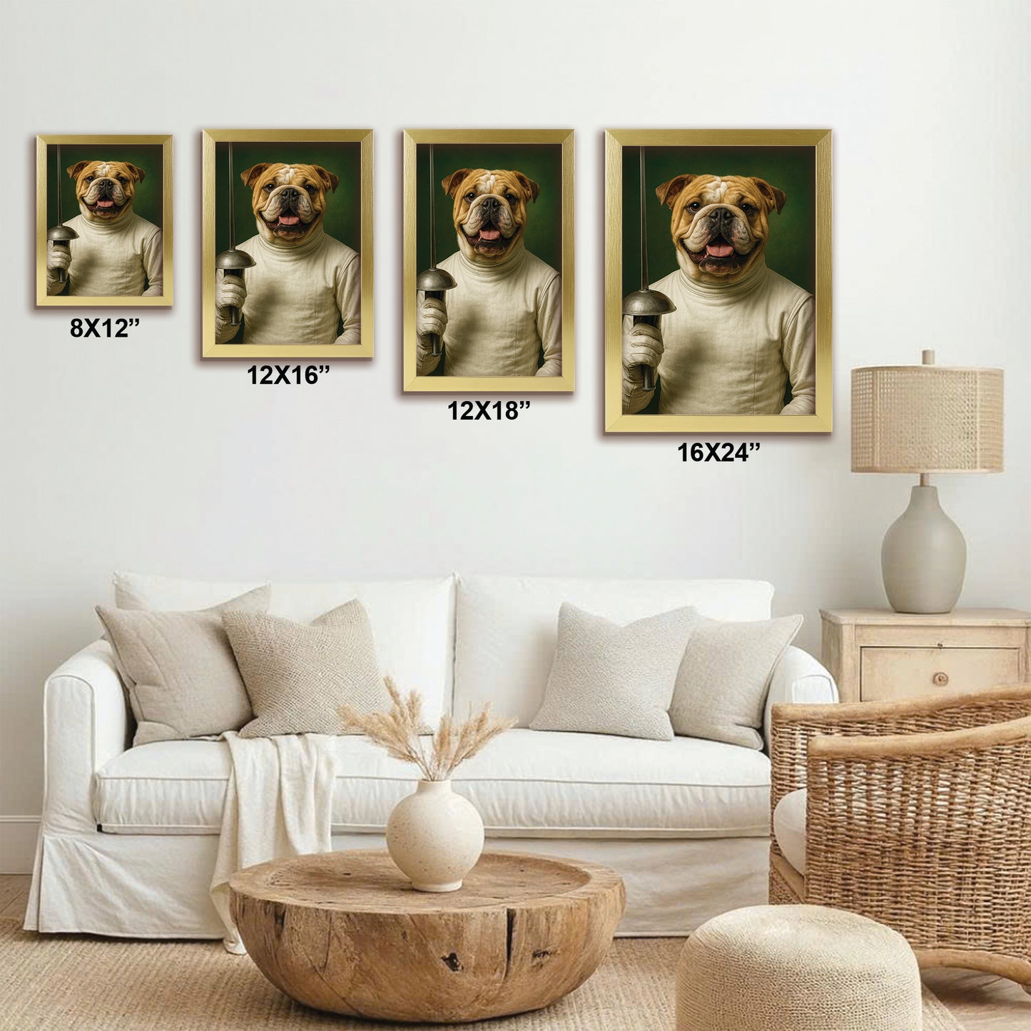 Custom Photo Fencer Dog Canvas Framed Wall Art Gift For Dog Lovers