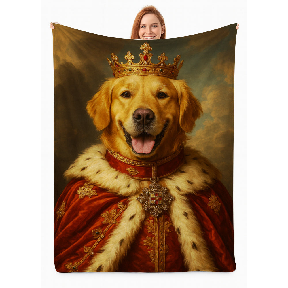 Custom Photo Dog Royal Pet King Portrait Blanket Gift For Dog Lover