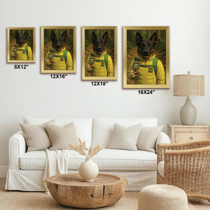 Custom Photo Geocaching Gps Adventure Dog Canvas Framed Wall Art Gift For Dog Lovers
