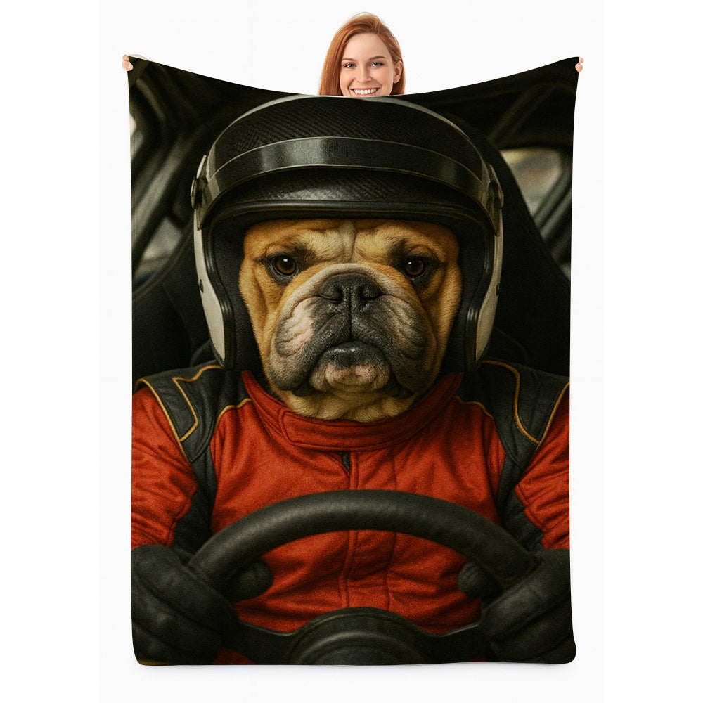 Custom Photo Racing Driver Dog BlanketGift For Dog Lovers