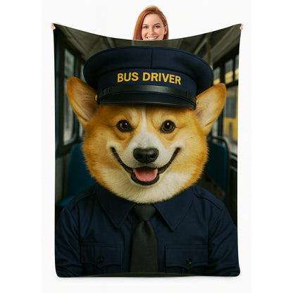 Custom Photo Bus Driver Dog BlanketGift For Dog Lovers
