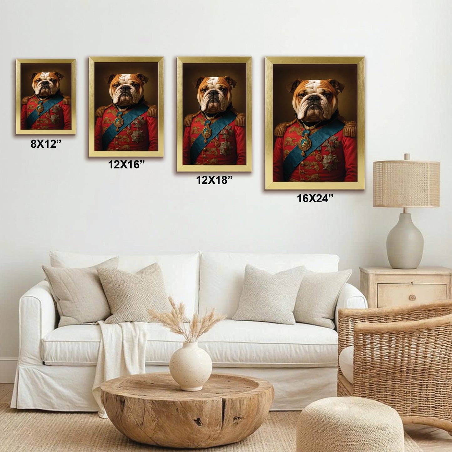 Custom Photo Royal Dog Canvas Framed Wall Art Gift For Dog Lover
