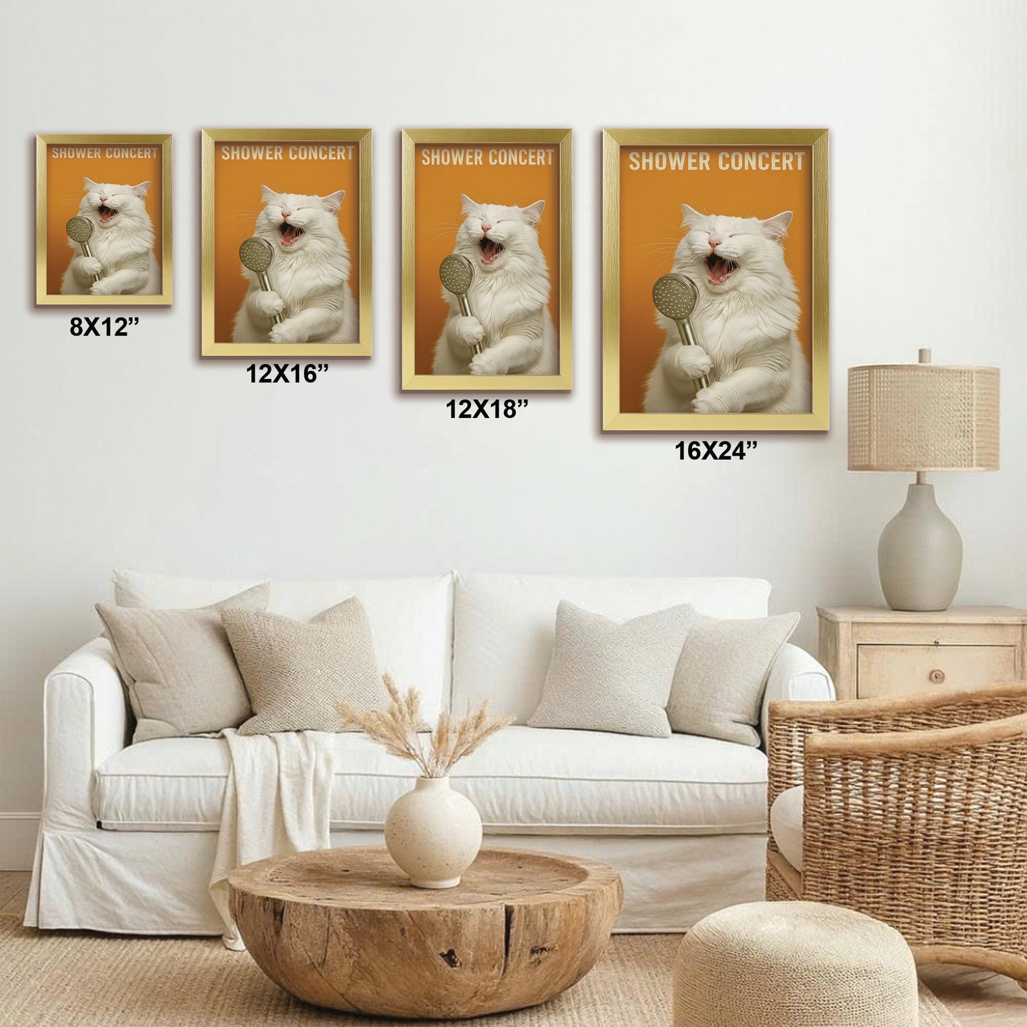 Custom Photo Cat Bathroom Style 32 Canvas Framed Wall Art Gift For Cat Lovers