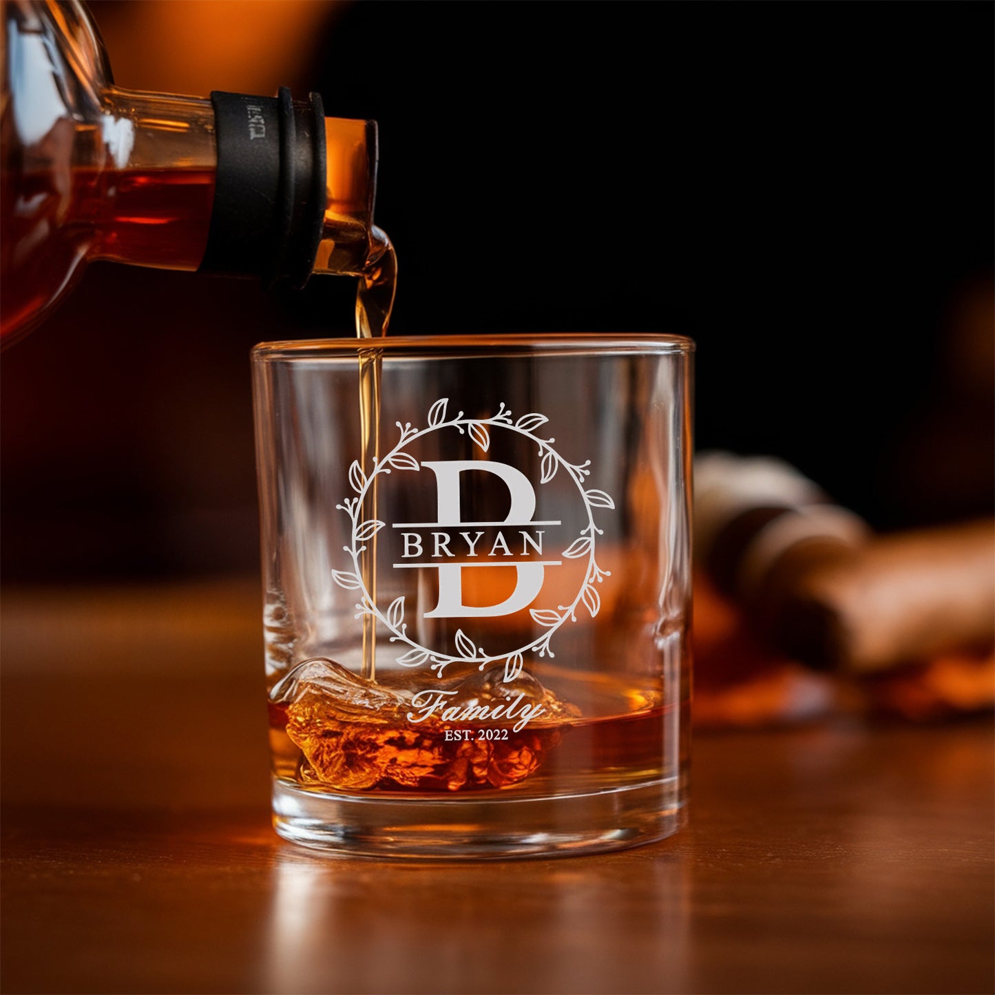 TNG119 Personalized Monogram Decanter With Glasses, Custom Name Whiskey Glass, Wedding Gifts, Whiskey Glasses With Decanter Set