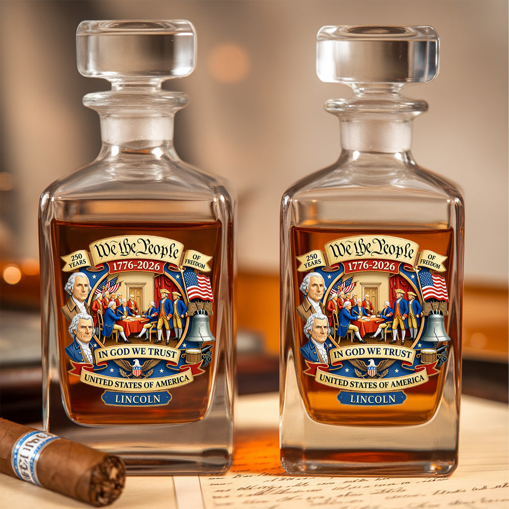 Custom Name We The People Whiskey Decanter Set, Patriotic Gift THUC99