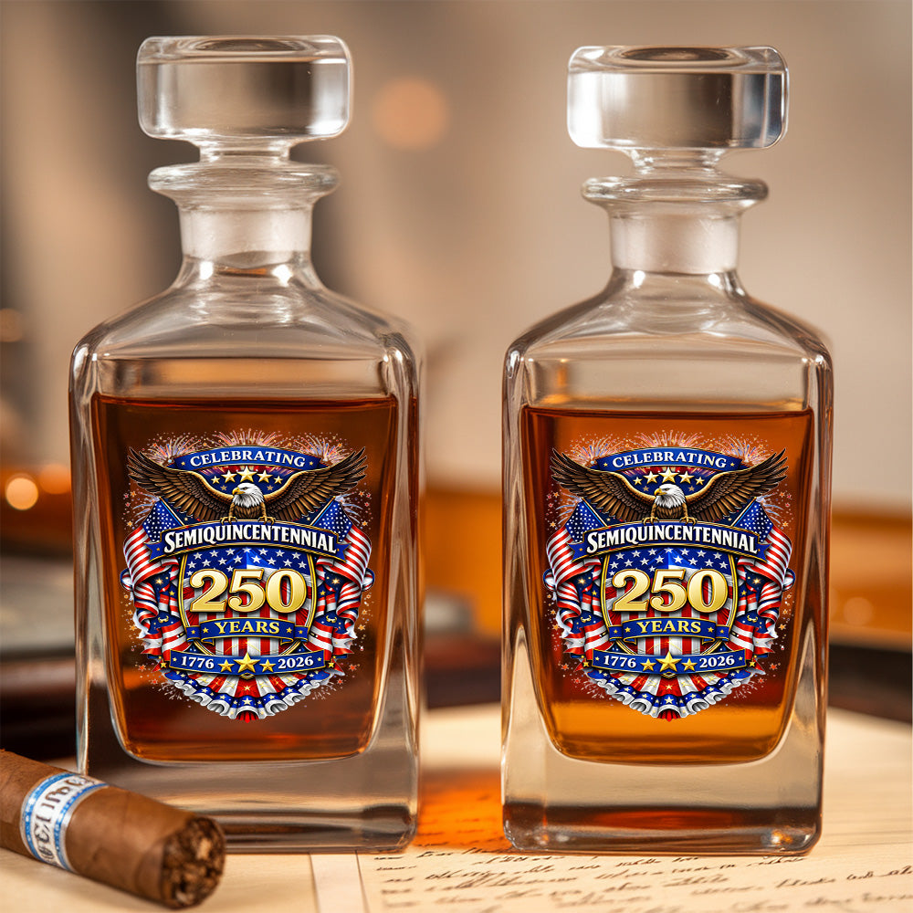 250 Years Whiskey Decanter Set 1776-2026 Patriotic American Gift for Independence Day THUC99