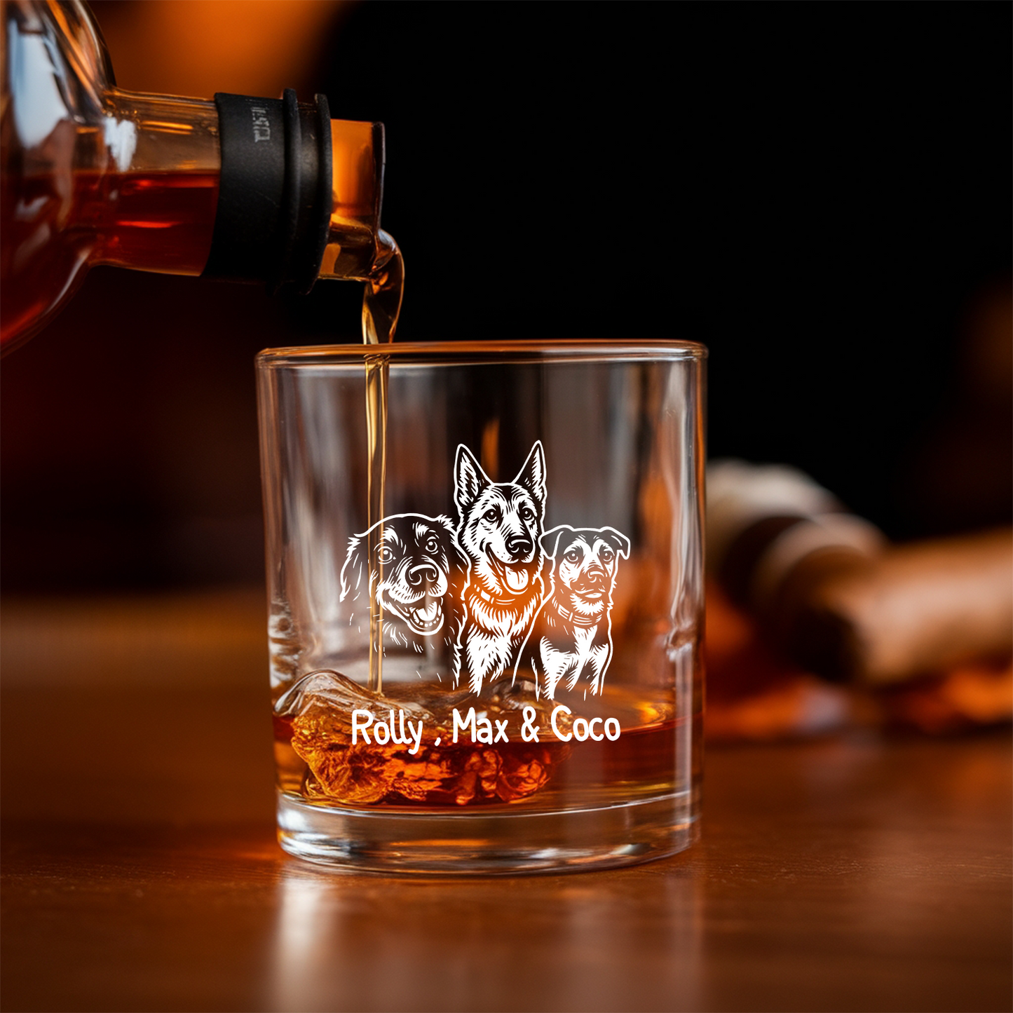 Custom Dog Photo Whiskey Glass And Decanter Set | Personalized Dog Photo Decanter | Gift For Dog Lover | Pet Memorial Gift TNN07