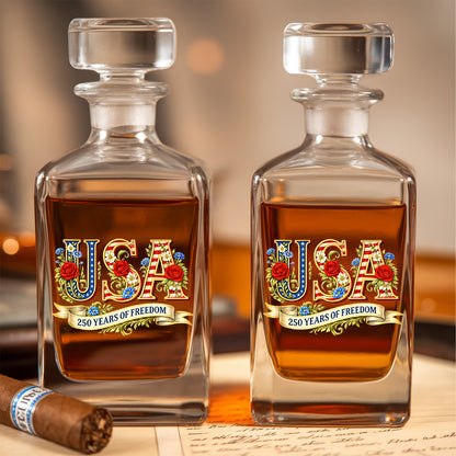 America 250 Patriotic Whiskey Decanter Set 1776-2026, Independence Day USA Gift THUC99