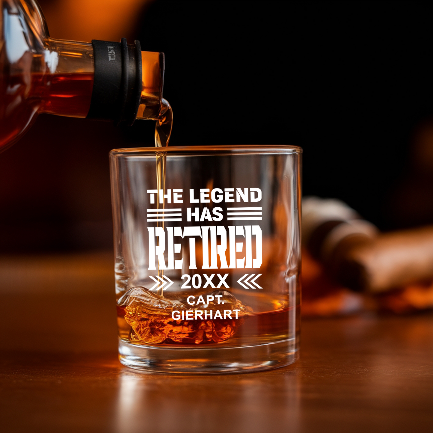 Personalized Retirement The Legend Has Retired Veteran Decanter With Glasses Set, Patriotic Gift for Veterans, Gift For Independence Day, Veteran Whiskey Glass TND097