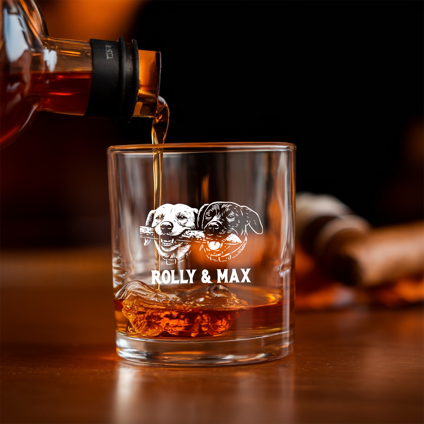 Custom Dog Photo Whiskey Glass And Decanter Set | Personalized Dog Photo Decanter | Gift For Dog Lover | Pet Memorial Gift TNN06