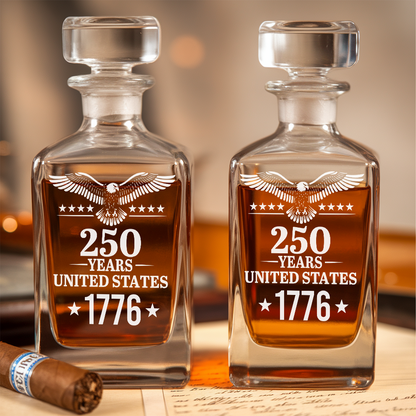 250th Years America Engraved Whiskey Decanter Set, USA Patriotic Gift THUC99