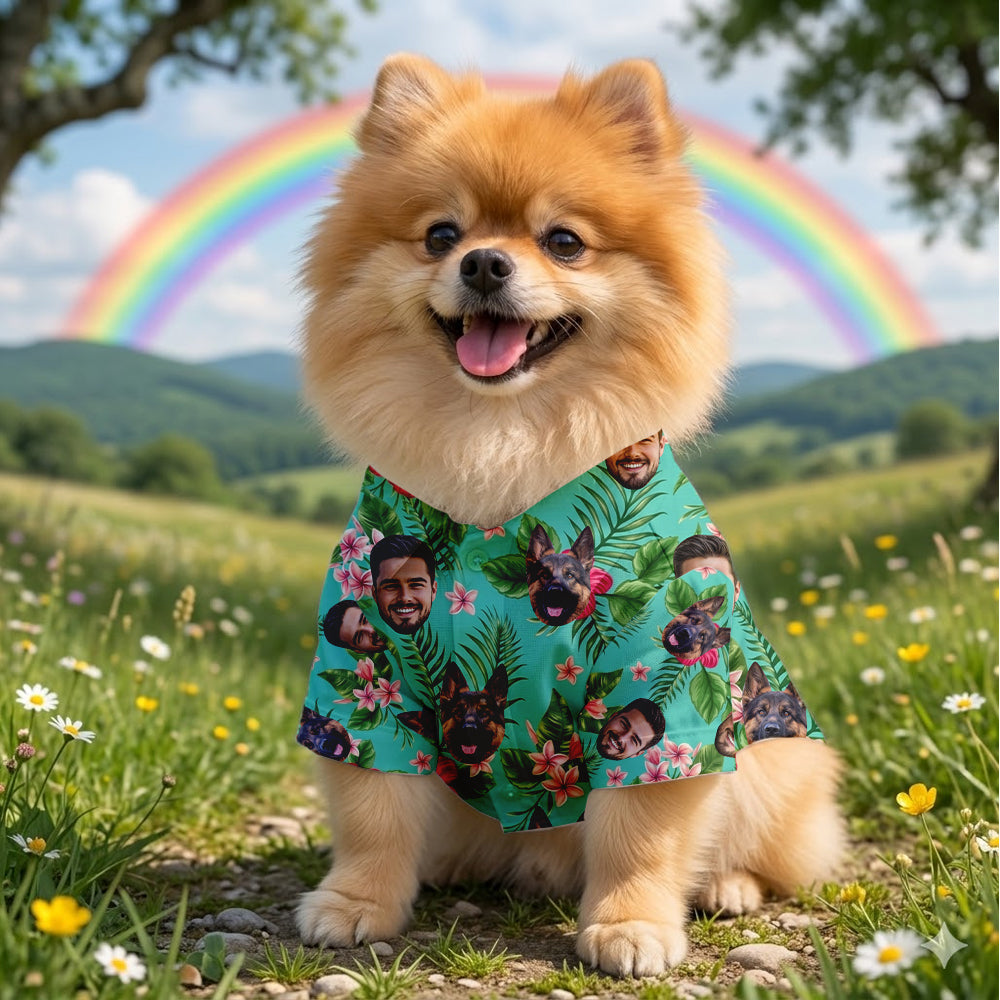 Custom Photo Dog Hawaiian Shirt, Personalized Pet Aloha Shirt, Family Matching Summer Outfit THUC99