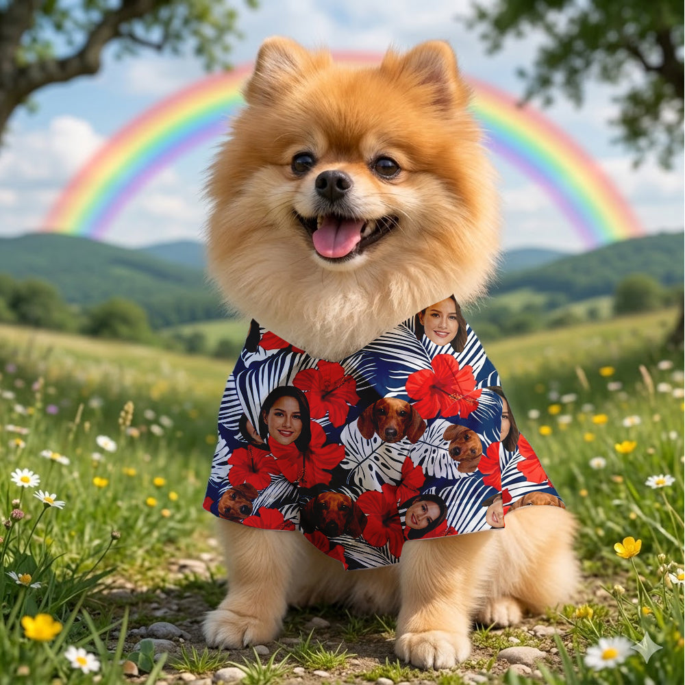 Custom Photo Dog Hawaiian Shirt, Tropical Pet Lover Shirt, Family Matching Vacation Outfit THUC99