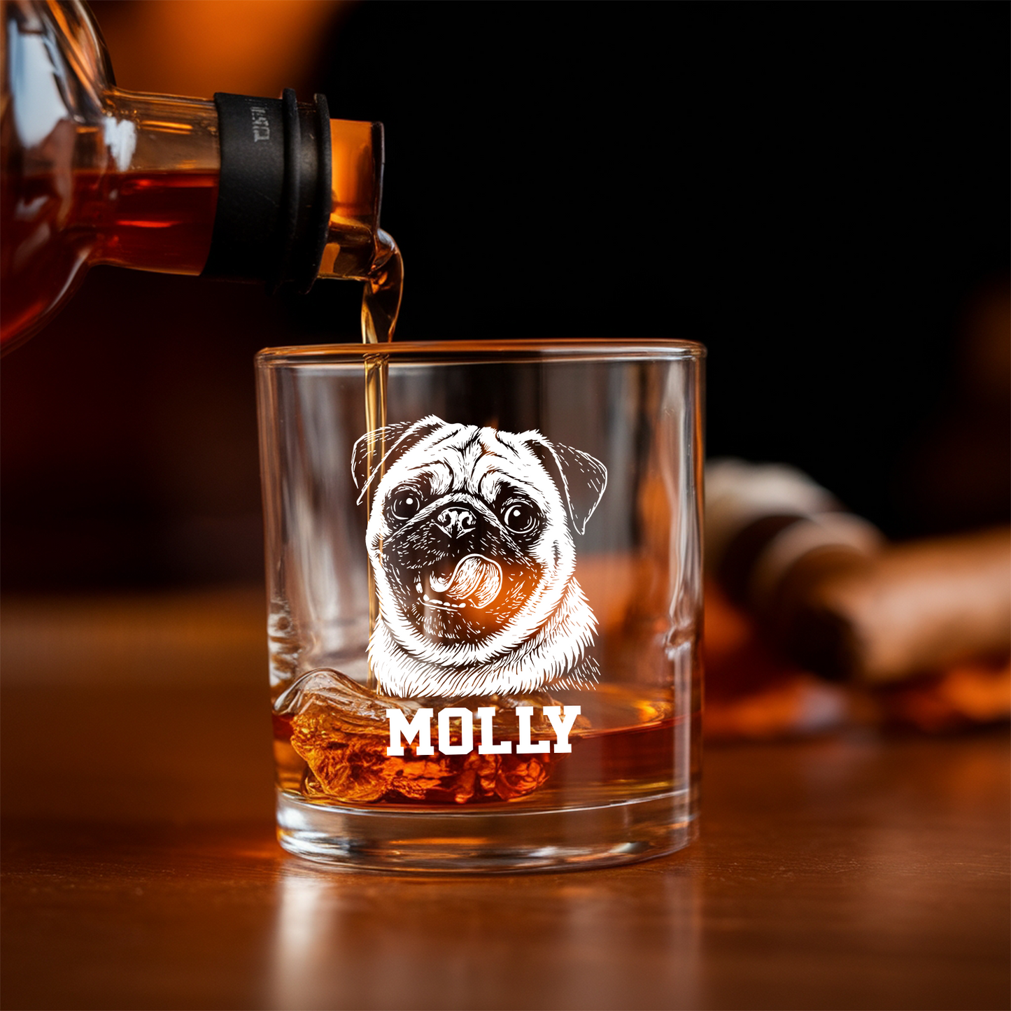 Custom Dog Photo Whiskey Glass And Decanter Set | Personalized Dog Photo Decanter | Gift For Dog Lover | Pet Memorial Gift TNN10