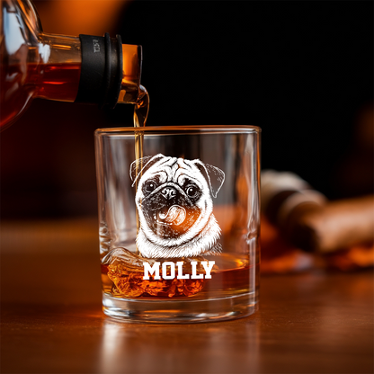 Custom Dog Photo Whiskey Glass And Decanter Set | Personalized Dog Photo Decanter | Gift For Dog Lover | Pet Memorial Gift TNN10