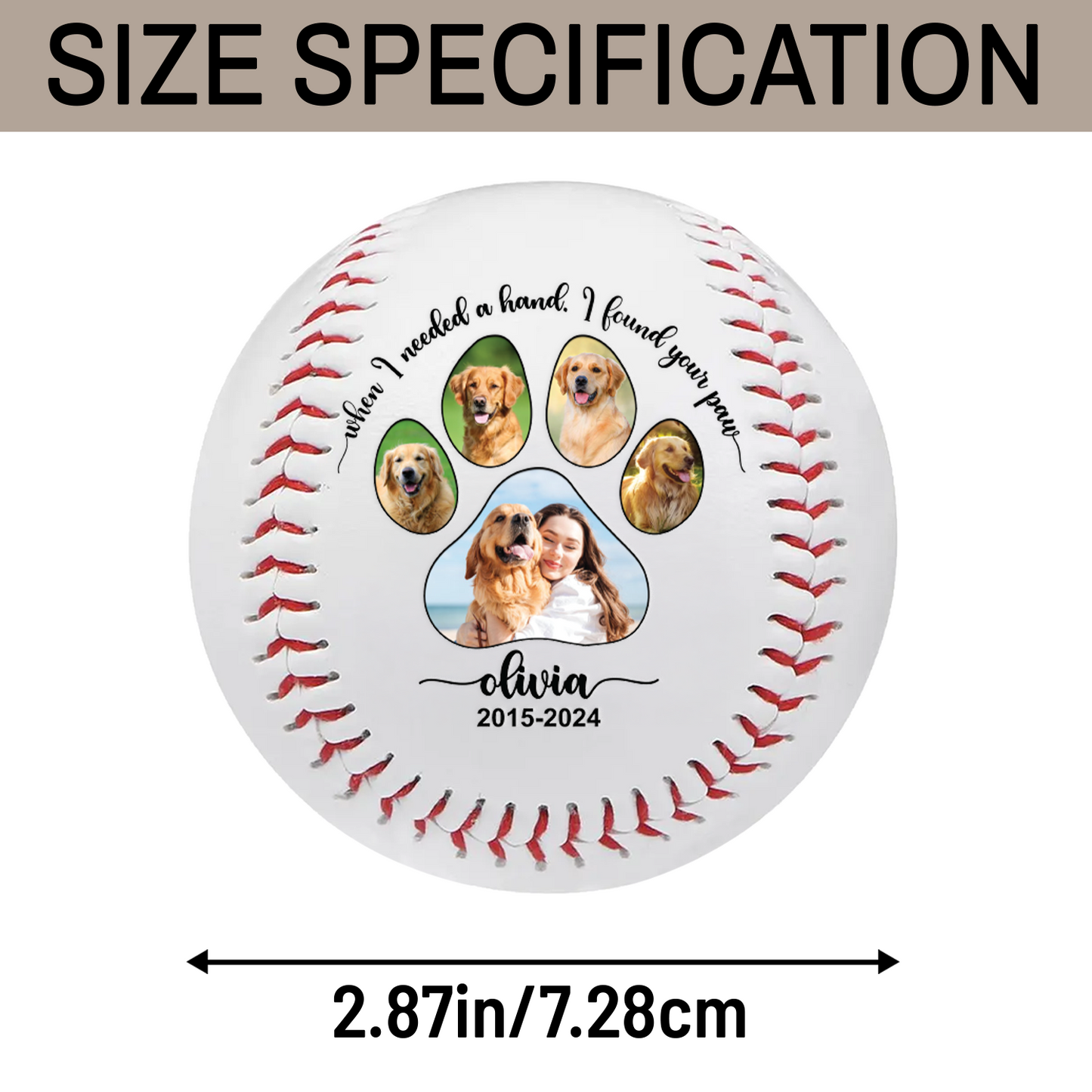 Custom Pet Photo Baseball Gift | Personalized Pet Portraits Baseball | Funny Gift For Pet Lover TNBA022