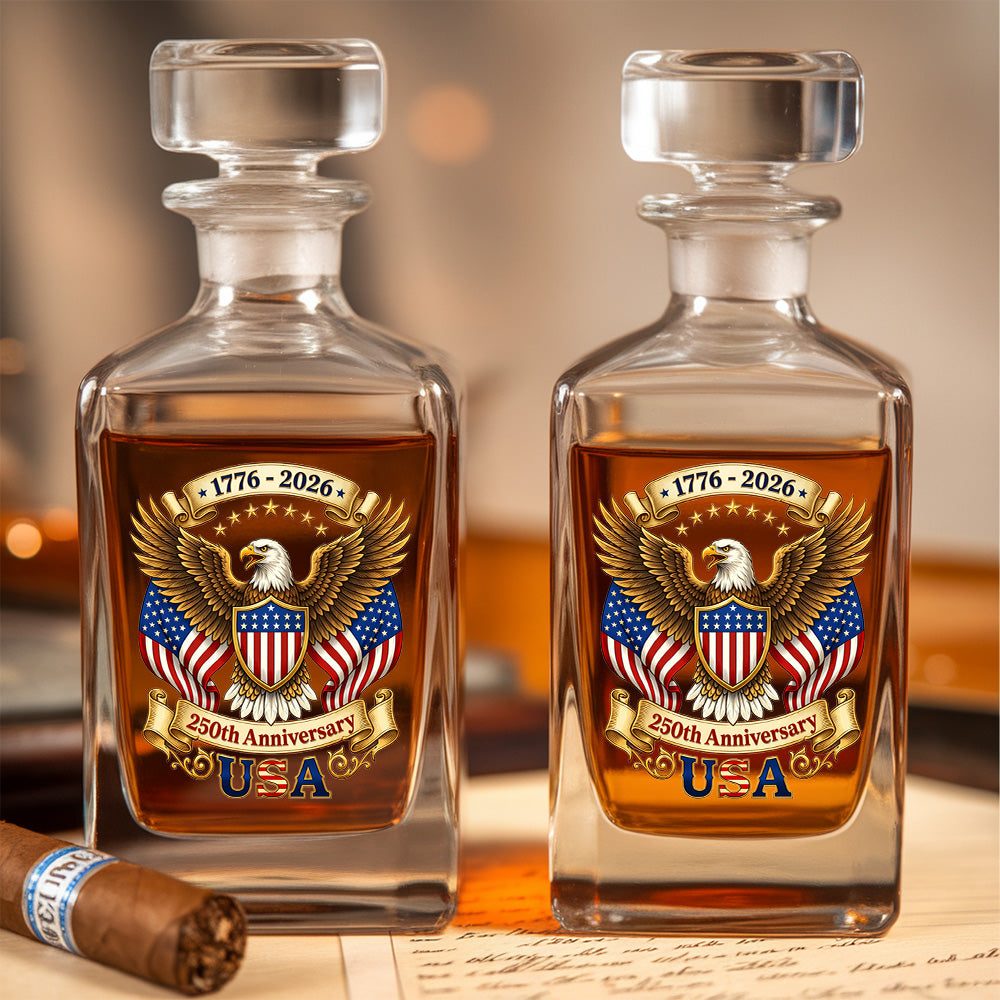 250th Eagle USA Whiskey Decanter Set, Patriotic Independence Day Gift THUC99
